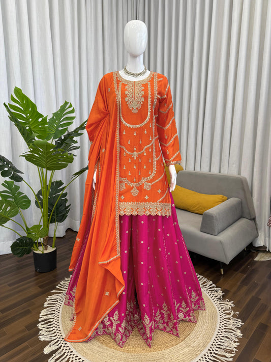 Party-wear Chinon Silk Thread With Sequence Work Dress