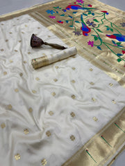 Beautiful Pure Kanchivaram Paithani Silk Zari Weaving Saree