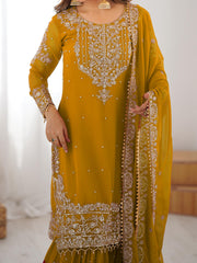 Beautiful Party-wear Georgette Cording Dori Embroidery & Sequence Work Suit