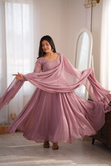 Attractive Real Mirror Embroidery Work Gown