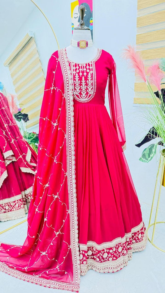 Trending Georgette Embroidery & Sequence Work Gown