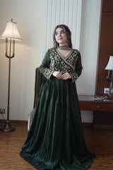 Festive Special Blooming Vichitra Silk Beads & Sequence Embroidery Work Gown