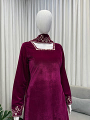 Elegant Ethnic Winter Special Thread & Sequence Work Suit