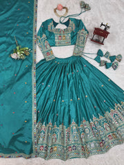 Beautiful Natural Crep Silk Coding Dori With Thread & Sequence Work Lehenga Choli