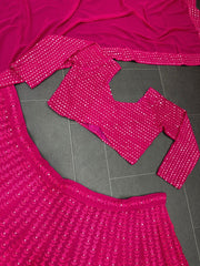 Wonderful Pink Georgette Embroidery with Sequence Work Lehenga Choli