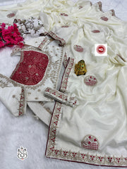 Party-wear Chinon Silk Blouse Full Stitched Koti Style Saree