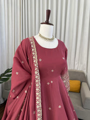 Beautiful Mul Chanderi Silk Thread With Sequence Work Gown