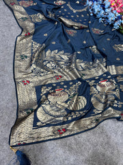 Beautiful Soft Chanderi Viscose Weaving Work Saree