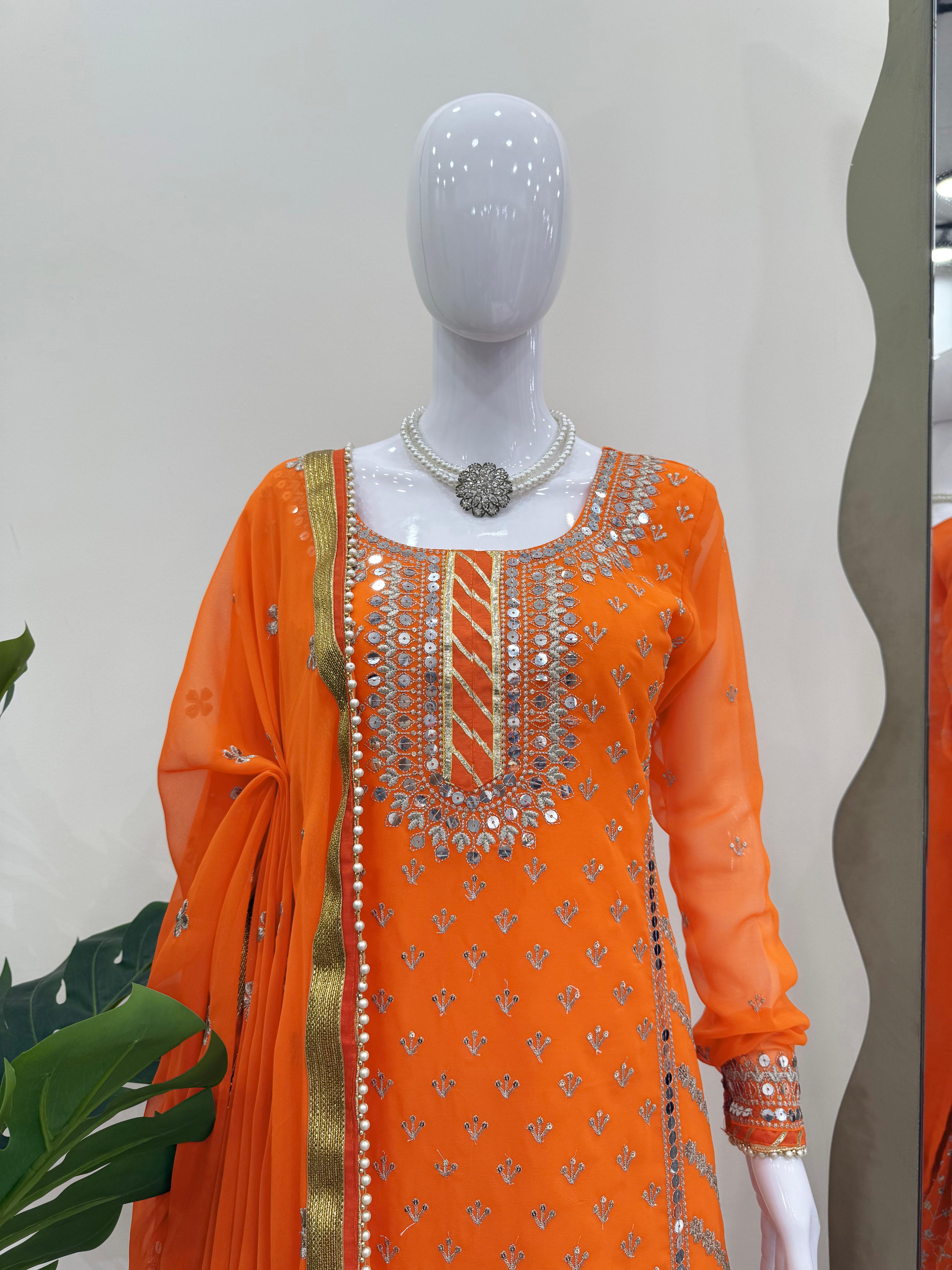 Party-wear Georgette Thread With Sequence Work Sharara