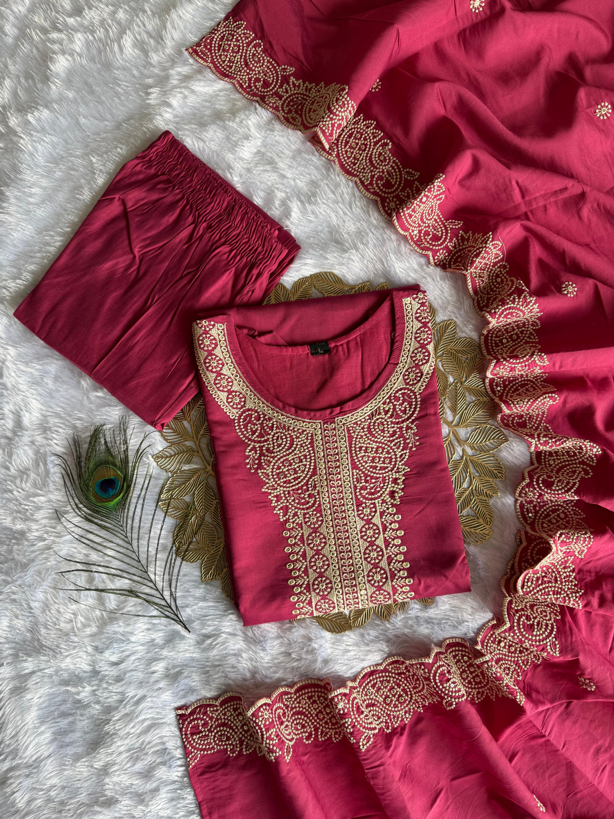 Beautiful Roman Silk With Beautiful Embroidery Sequence Work Dress