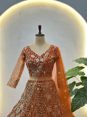 Royal Butterfly Net Sequence & Coding Embroidery Work Lehenga Choli