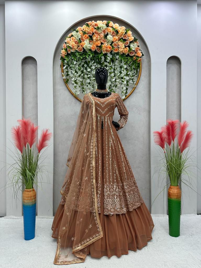 Beautiful Party-wear Georgette Thread With Sequence Work Lehenga Choli