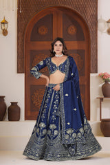 Party-wear Charming Chinon Silk Sequence & Zari Embroidery Work Lehenga Choli