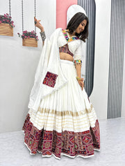 Navratri Special Pure Cotton Real Handwork & Real Mirror Work Lehenga With Stitched Blouse