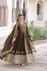 Beautiful Vichitra Silk With Rich Sequins Embroidered Work Gown
