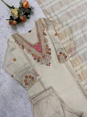 Beautiful Roman Silk Embroidery Sequence Work Salwar suit