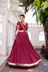 Beautiful Pure Chanderi Zari Weaving Work Lehenga Choli