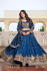 Festival Special Vichitra Silk Embroidery Sequence & Thread Work Lehenga Choli