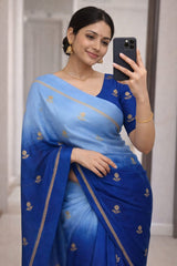 Beautiful Viscose Khadi Silk Jacquard Leaf Figure Designer Saree