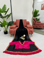 Black Beautiful Mul Cotton Fancy Lace Border Saree