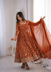 Designer Georgette Embroidery Sequence Work Gown