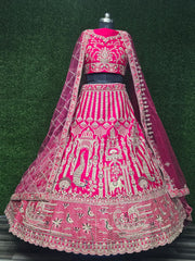 Rani Pink Royal Zarkan Diamond Work Bridal Lehenga Choli