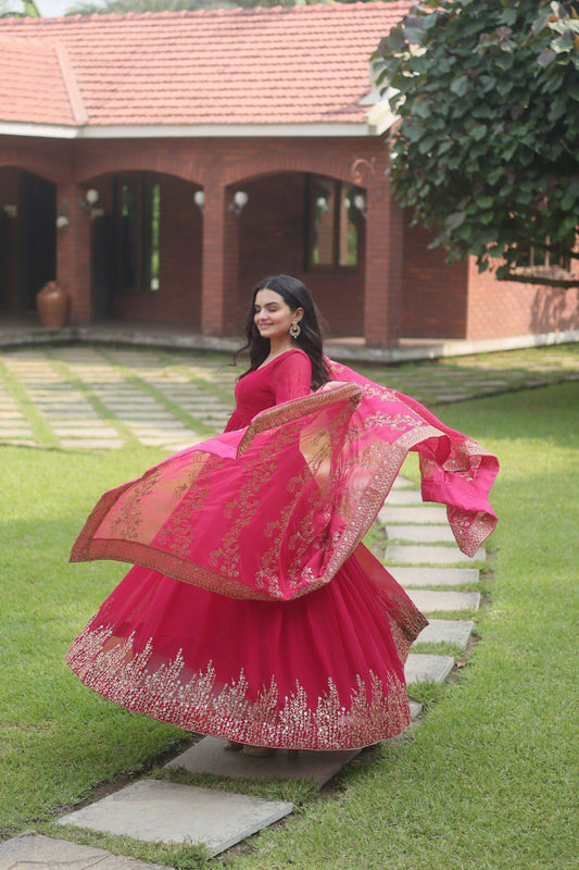 Attractive Sequence Embroidery Work Gown