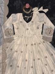 Beautiful Designer Chinon Silk Coding With Sequence Work Gown