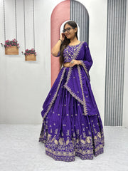 Festival Chinon Silk Embroidery & Thread Work Lehenga Choli
