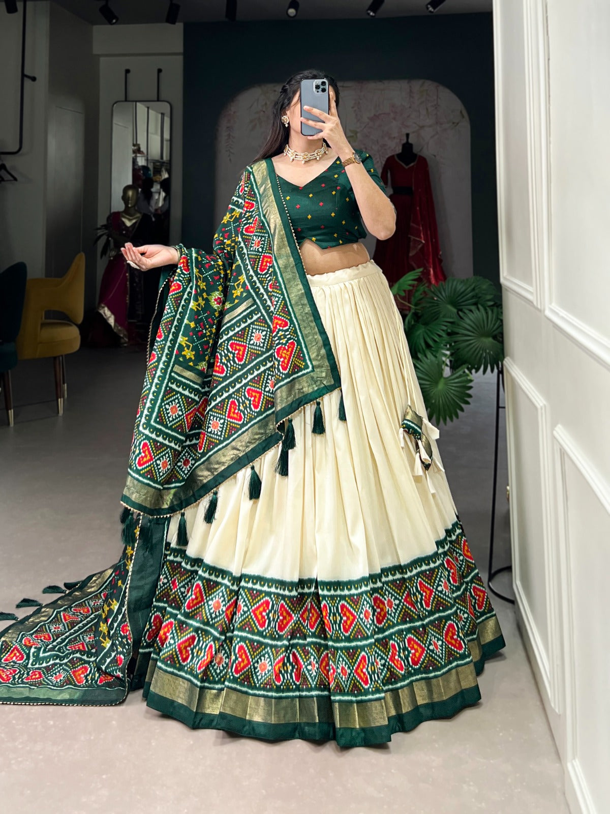 Prettiest Tussar Silk Printed Work Lehenga Choli
