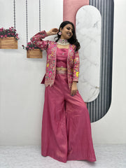 Stylish Indo-Western Pure Tissue Simmer Co-ord Set