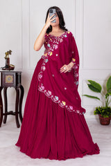 Beautiful Georgette Plain With Crease Work Lehenga Choli