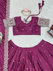 Beautiful Chinon Silk thread With Sequence Work Lehenga Choli