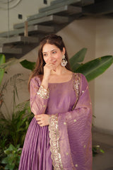 Party-wear Fendy Silk Embroidery Sequence Work Gown