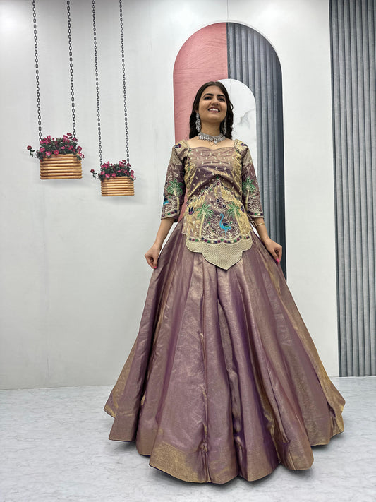 Festive Special Pure Silk Satin Embroidery Thread & Sequence Work Lehenga Choli