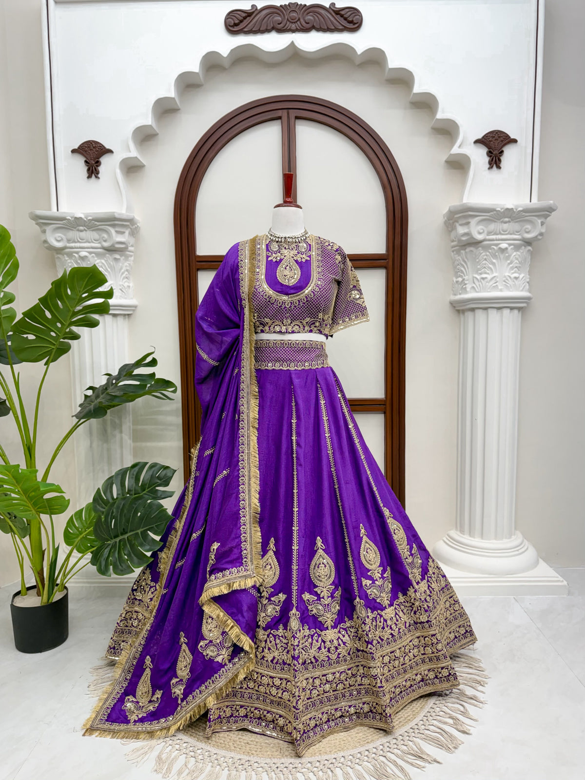Designer Vichitra Silk Coding Dori With Thread Sequence Work Lehenga Choli