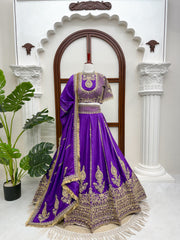 Designer Vichitra Silk Coding Dori With Thread Sequence Work Lehenga Choli