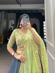 Radiate Soft Glamour In Gray & Pista Bridesmaid Attire Lehenga Choli