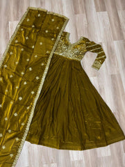 Beautiful Festival Special Fendy Silk With Zari & Sequence Embroidery Work Gown