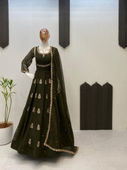 Party-wear Georgette Sequence Embroidery Work Gown