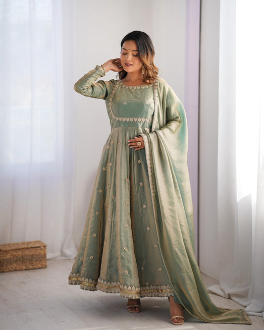 Beautiful Party-wear Fandy Silk Sequence Work Gown