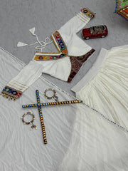 Navratri Special Pure Cotton Real Handwork & Real Mirror Work Lehenga With Stitched Blouse