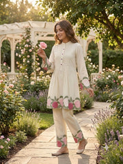 Beautiful Roman Silk Embroidery Work Co-Ord Set