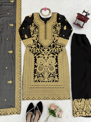 Elegant Georgette Chine-stitch Work Pakistani Suit