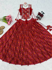 Navratri Special Rayon Digital Printed Lehenga Choli With Koti