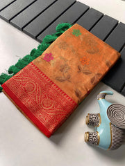 Beautiful Organza Tissue Silk With Different Zari Weaving Saree