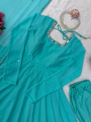 Beautiful Georgette Real Mirror Handwork Gown