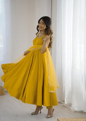 Beautiful Roman Silk Chanderi Ready To Wear Anarkali