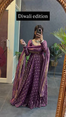 Elegant Fendy Silk Sequence Work Gown