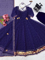 Elegant Ethnic Georgette Digital Printed Gottapatti Work Gown